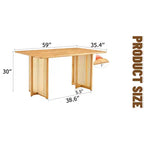 Tavolo da pranzo Okak Retro Wood, tavolo da pranzo moderno in simil rattan per sala da pranzo, soggiorno, ufficio