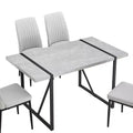 Okak Rectangular Dining Table with Faux Marble Top and Metal Base Kitchen Table for 6 for Dining Room, Gray