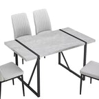 Okak Rectangular Dining Table with Faux Marble Top and Metal Base Kitchen Table for 6 for Dining Room, Gray