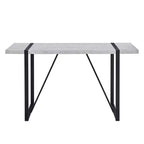 Tavolo da pranzo rettangolare Okak con piano in finto marmo e base in metallo, tavolo da cucina per 6 persone per sala da pranzo, grigio