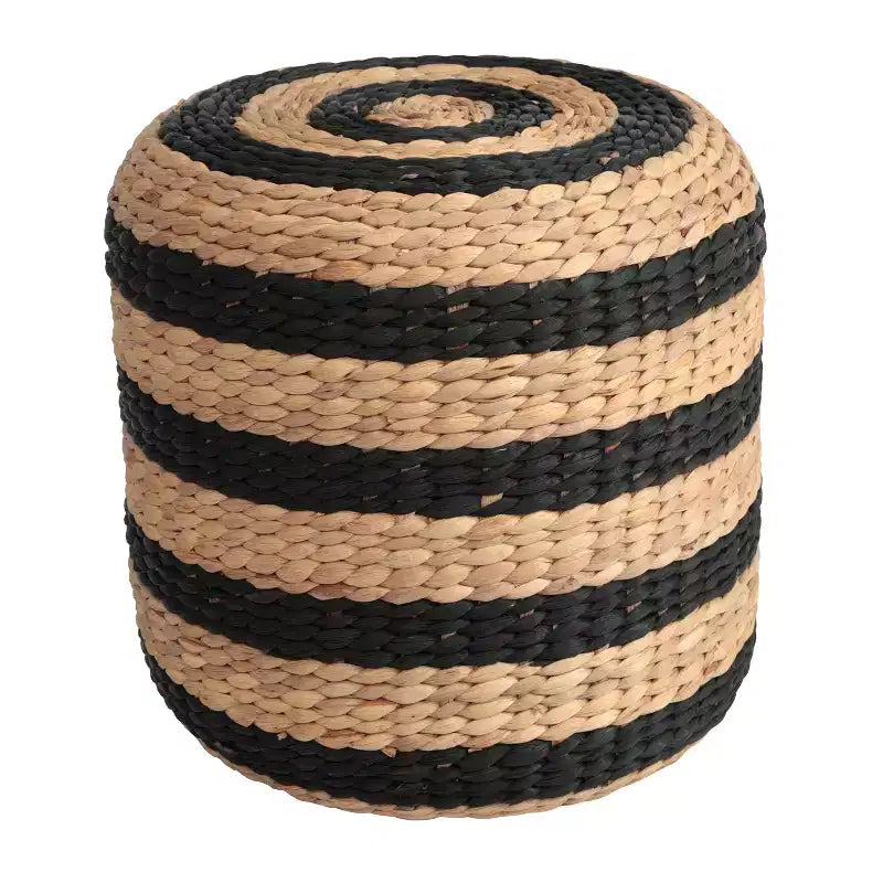 JONATHAN Y Aimee Modern Minimalist Two-Tone Hand-Woven Hyacinth Stool