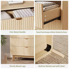 Comò a 4 cassetti, Comò moderni con scanalature per armadio, Cassettiera in legno, Organizzatore cassettiera contenitore