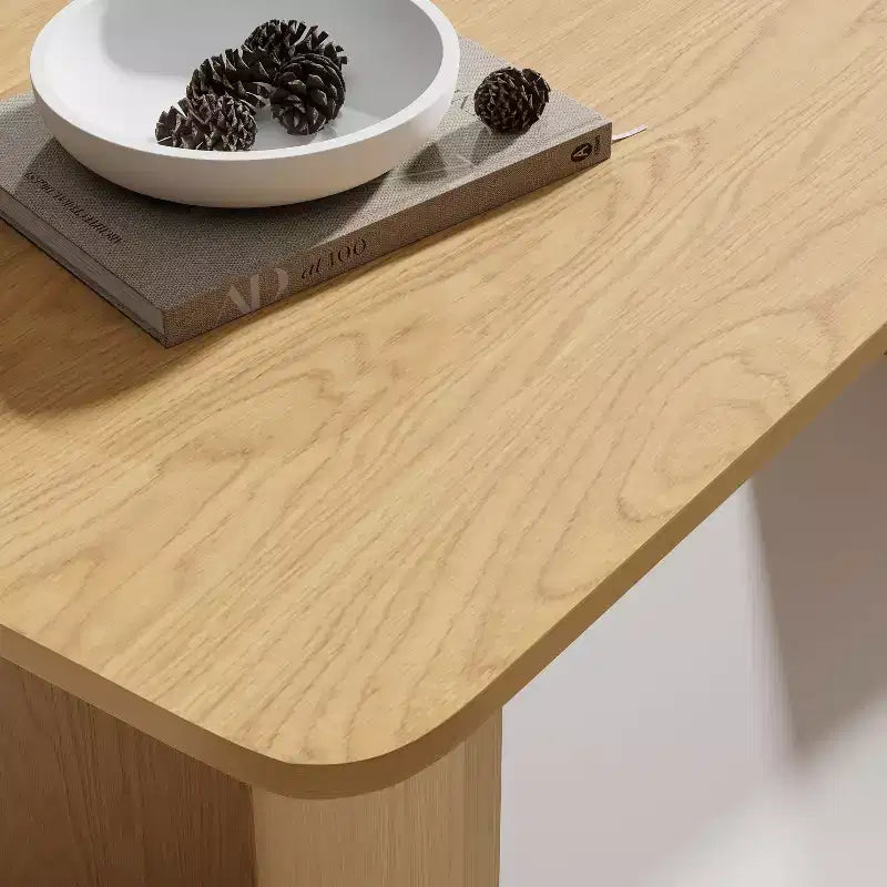 67 Ampio tavolo da pranzo rettangolare giallo per 4-6 persone con gambe a V per sala da pranzo e soggiorno