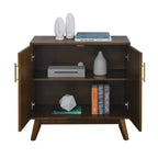 Mobile Credenza Mid-Century Modern Okak con Scanalature e Ripiani Regolabili, Credenza Bar in Legno Massello per Cucina, Sala da Pranzo/Soggiorno