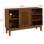 Mobile Credenza Mid-Century Modern Okak con Scanalature e Ripiani Regolabili, Credenza Bar in Legno Massello per Cucina, Sala da Pranzo/Soggiorno