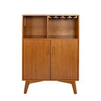 Mobile Credenza Mid-Century Modern Okak con Scanalature e Ripiani Regolabili, Credenza Bar in Legno Massello per Cucina, Sala da Pranzo/Soggiorno