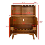 Mobile Credenza Mid-Century Modern Okak con Scanalature e Ripiani Regolabili, Credenza Bar in Legno Massello per Cucina, Sala da Pranzo/Soggiorno