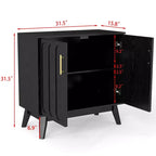 Mobile Credenza Mid-Century Modern Okak con Scanalature e Ripiani Regolabili, Credenza Bar in Legno Massello per Cucina, Sala da Pranzo/Soggiorno