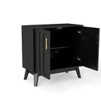Mobile Credenza Mid-Century Modern Okak con Scanalature e Ripiani Regolabili, Credenza Bar in Legno Massello per Cucina, Sala da Pranzo/Soggiorno