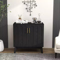 Mobile Credenza Mid-Century Modern Okak con Scanalature e Ripiani Regolabili, Credenza Bar in Legno Massello per Cucina, Sala da Pranzo/Soggiorno