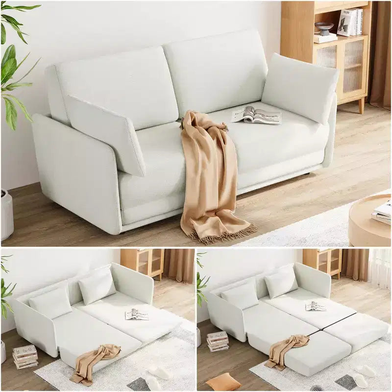 Divano letto queen size da 66 pollici, divano letto queen size con tessuto di lino 360G e cuscini, adatto per il soggiorno