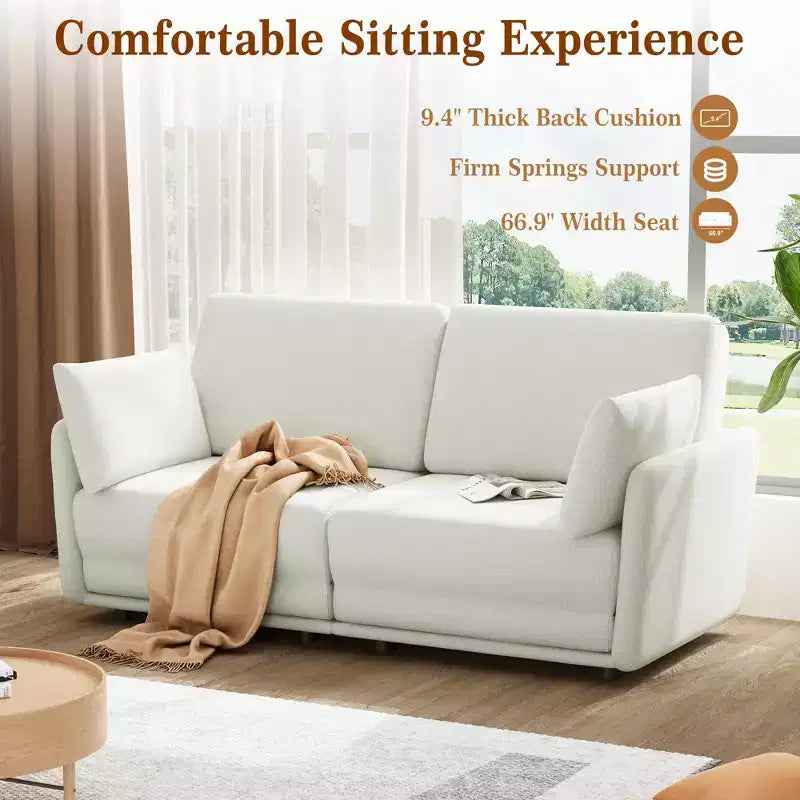 Divano letto queen size da 66 pollici, divano letto queen size con tessuto di lino 360G e cuscini, adatto per il soggiorno