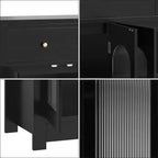 CuisinSmart Mobile Buffet Grande con 4 Ante e 3 Cassetti, Vetrinetta da Cucina con Ripiano Regolabile, Credenza Portabottiglie