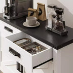 Mobiletto Contenitore da Ingresso - 2 Ante e 2 Cassetti in Legno Massello, Tavolino da Caffè Multifunzionale, Consolle per Divano, Soggiorno, Corridoio (Bianco)