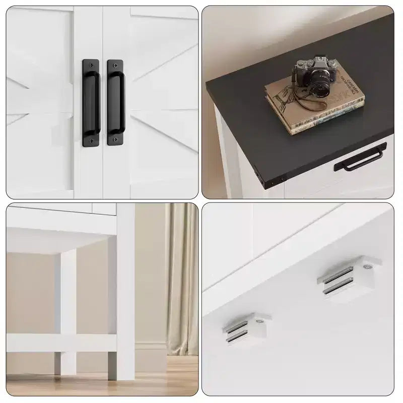 Mobiletto Contenitore da Ingresso - 2 Ante e 2 Cassetti in Legno Massello, Tavolino da Caffè Multifunzionale, Consolle per Divano, Soggiorno, Corridoio (Bianco)