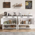 Mobiletto Contenitore da Ingresso - 2 Ante e 2 Cassetti in Legno Massello, Tavolino da Caffè Multifunzionale, Consolle per Divano, Soggiorno, Corridoio (Bianco)