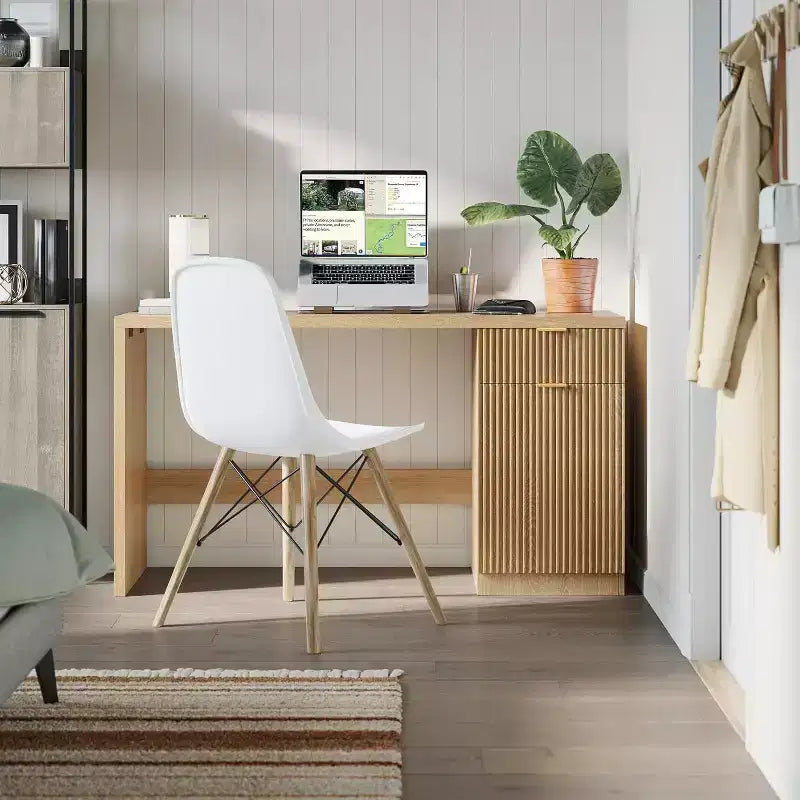Scrivania Direzionale da 60 con Contenitore, Cassetto e Armadietto, Scrivania Moderna per Computer per Ufficio Domestico, Scrittoio o Tavolo da Conferenza, Rovere Naturale