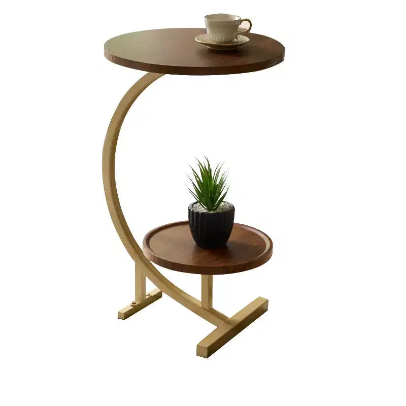 Kings Brand Furniture Tavolino Ovale Moderno, Tavolino d'Appoggio con Doppio Ripiano Effetto Marmo, Piccolo Tavolino per Soggiorno o Camera da Letto