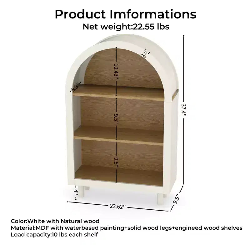 GDFStudio Annabelle Moderna Libreria con Arco a 3 Ripiani 37.4