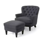GDFStudio Jaxen Set Divano Club e Pouf Imbottiti in Tessuto Contemporaneo