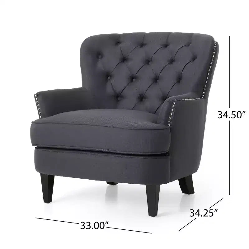 GDFStudio Jaxen Set Divano Club e Pouf Imbottiti in Tessuto Contemporaneo