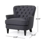 GDFStudio Jaxen Set Divano Club e Pouf Imbottiti in Tessuto Contemporaneo