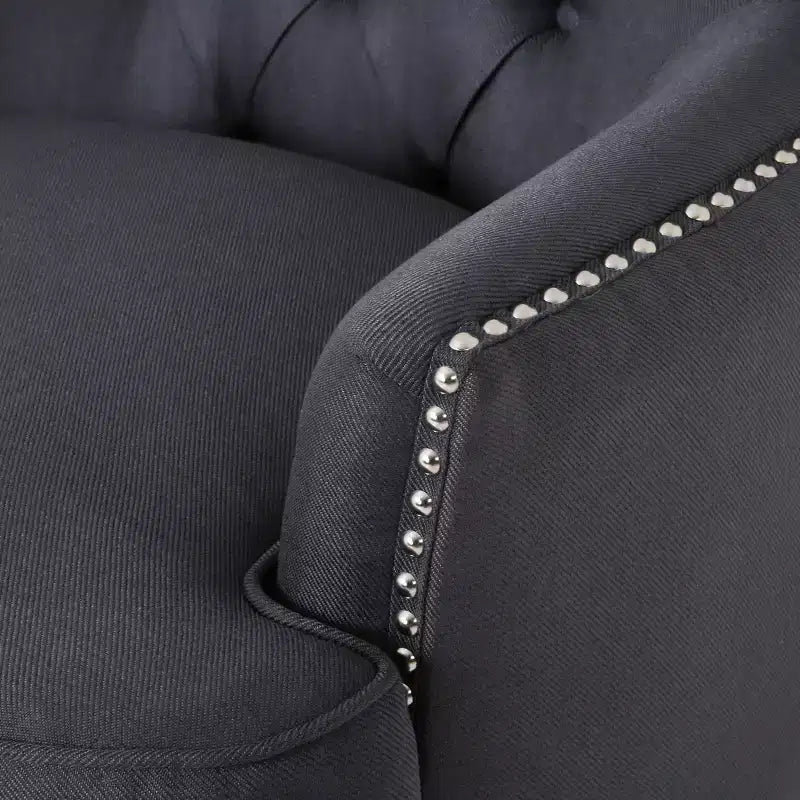 GDFStudio Jaxen Set Divano Club e Pouf Imbottiti in Tessuto Contemporaneo