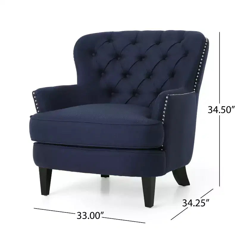GDFStudio Jaxen Set Divano Club e Pouf Imbottiti in Tessuto Contemporaneo