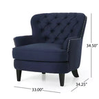 GDFStudio Jaxen Set Divano Club e Pouf Imbottiti in Tessuto Contemporaneo