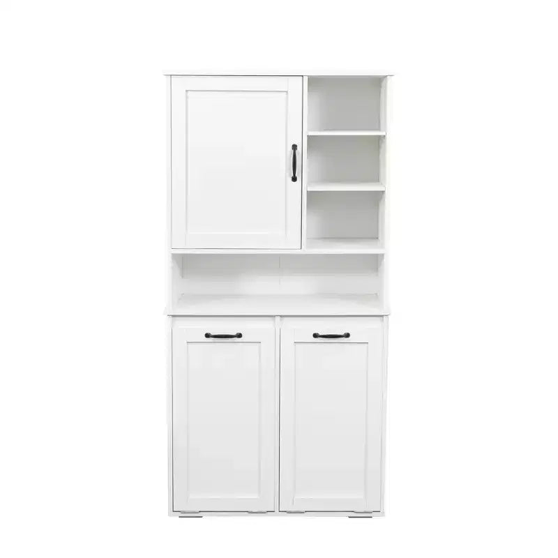 CLIHOME Freestanding Laundry Cabinet with Doors and shelf, Tilt-Out Laundry Hamper, Multiple Storage Space, White