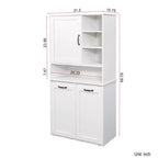 Mobile lavanderia CLIHOME autoportante con ante e ripiano, cesto biancheria inclinabile, spazio multi-storage, bianco