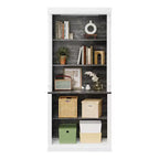 Libreria, scaffale a 5 ripiani da 71 pollici con vani a giorno e 4 luci a LED - Mensole a colonna romana per ufficio e casa, colore bianco