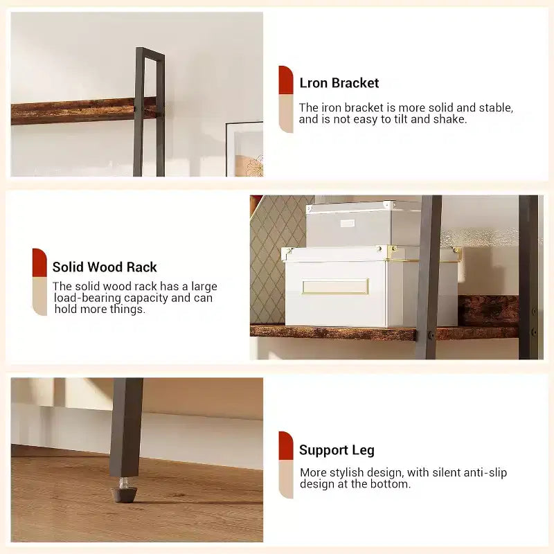 Libreria Alta, Scaffale a 5 Ripiani con Scaffali Aperti, Scaffale Portaoggetti in Legno Stile Rustico con Piedini Regolabili, Organizzatore per Libreria con Struttura in Metallo per Camera da Letto