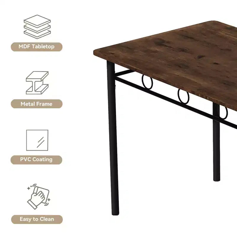 Set da pranzo Dyonery per 4 persone con piano del tavolo spesso 1,6, set da tavolo da cucina da 5 pezzi, set tavolo e sedie da cucina per sala da pranzo salvaspazio