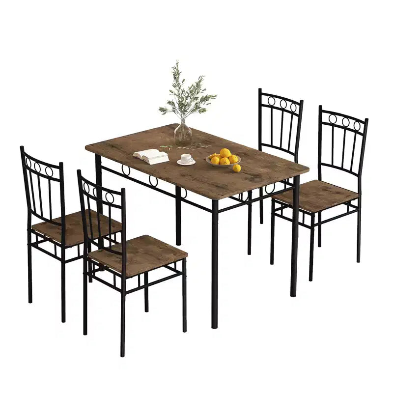 Set da pranzo Dyonery per 4 persone con piano del tavolo spesso 1,6, set da tavolo da cucina da 5 pezzi, set tavolo e sedie da cucina per sala da pranzo salvaspazio