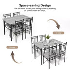Set da pranzo Dyonery per 4 persone con piano del tavolo spesso 1,6, set da tavolo da cucina da 5 pezzi, set tavolo e sedie da cucina per sala da pranzo salvaspazio