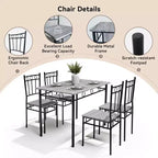 Set da pranzo Dyonery per 4 persone con piano del tavolo spesso 1,6, set da tavolo da cucina da 5 pezzi, set tavolo e sedie da cucina per sala da pranzo salvaspazio