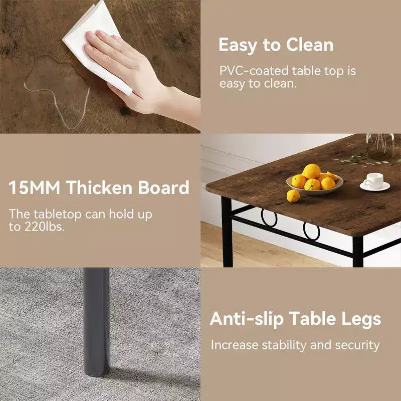Set da pranzo Dyonery per 4 persone con piano del tavolo spesso 1,6, set da tavolo da cucina da 5 pezzi, set tavolo e sedie da cucina per sala da pranzo salvaspazio