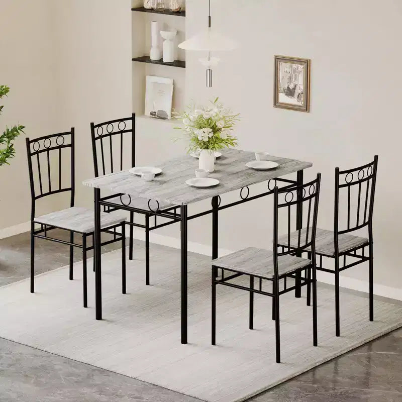Set da pranzo Dyonery per 4 persone con piano del tavolo spesso 1,6, set da tavolo da cucina da 5 pezzi, set tavolo e sedie da cucina per sala da pranzo salvaspazio