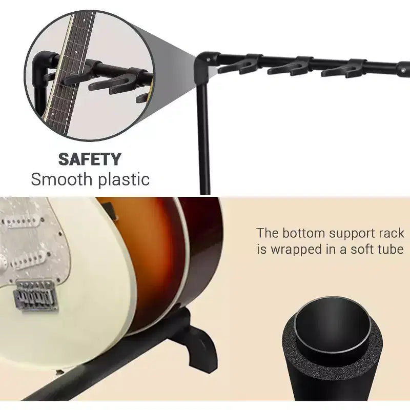 Supporto per Chitarre Multiplo, Supporto Pieghevole per Chitarre Multiple, Supporto Portatile per Chitarra, Supporto Espositivo per Chitarra e Basso (5 Posti/7 Posti)