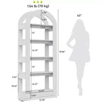 Libreria a 5 ripiani a forma di arco Lantine, scaffale alto in legno moderno per ufficio e soggiorno