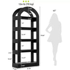 Libreria a 5 ripiani a forma di arco Lantine, scaffale alto in legno moderno per ufficio e soggiorno