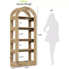 Libreria a 5 ripiani a forma di arco Lantine, scaffale alto in legno moderno per ufficio e soggiorno