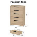TROPOW Cassettiera a 5 Cassetti per Camera da Letto, Comò con Maniglie Integrate, Organizer in Legno per Soggiorno, Cameretta, Corridoio e Ingresso