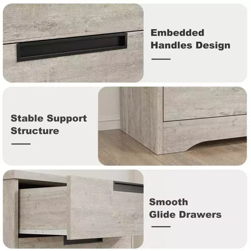 TROPOW Cassettiera a 5 Cassetti per Camera da Letto, Comò con Maniglie Integrate, Organizer in Legno per Soggiorno, Cameretta, Corridoio e Ingresso