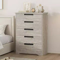 TROPOW 5 Drawer Dresser for Bedroom, Chest of Drawers with Embedded Handles, Wooden Dresser Organizer for Living Room, Nursery, Hallway and Entryway