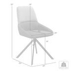 Armen Living, Sedia da pranzo girevole imbottita in tessuto grigio con gambe in metallo nero - Set di 2