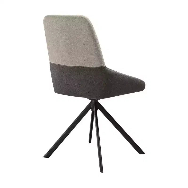 Armen Living, Sedia da pranzo girevole imbottita in tessuto grigio con gambe in metallo nero - Set di 2