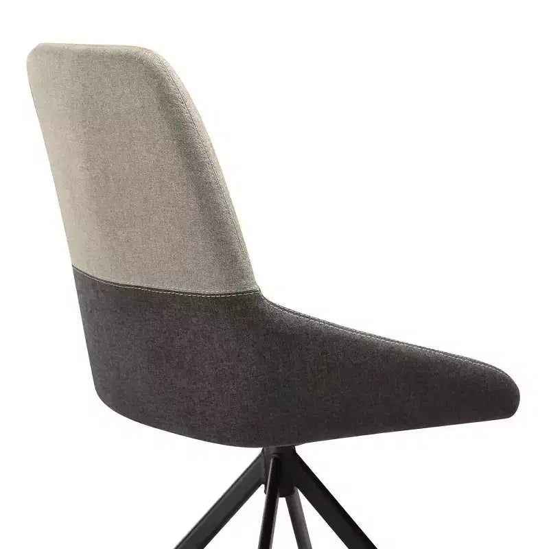 Armen Living, Sedia da pranzo girevole imbottita in tessuto grigio con gambe in metallo nero - Set di 2