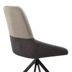 Armen Living, Sedia da pranzo girevole imbottita in tessuto grigio con gambe in metallo nero - Set di 2